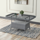 Edra Rattan Puflu Bahçe Balkon Takımı 3+1+1+Camlı Masa Gri-2