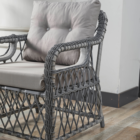 Edra Rattan Puflu Bahçe Balkon Takımı 3+1+1+Camlı Masa Gri-5