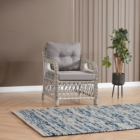 Edra Rattan Puflu Bahçe Balkon Takımı 3+1+1+Camlı Masa Kemik Rengi-0