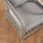 Edra Rattan Puflu Bahçe Balkon Takımı 3+1+1+Camlı Masa Kemik Rengi-3