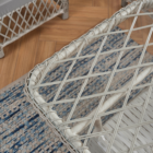 Edra Rattan Puflu Bahçe Balkon Takımı 3+1+1+Camlı Masa Kemik Rengi-4