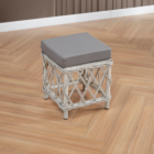 Edra Rattan Puflu Bahçe Balkon Takımı 3+1+1+Camlı Masa Kemik Rengi-5