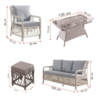 Edra Rattan Puflu Bahçe Balkon Takımı 3+1+1+Camlı Masa Gri-4