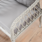 Joy Rattan Puflu Bahçe Balkon Takımı 3+1+1+ Camlı Masa Kemik Rengi-5