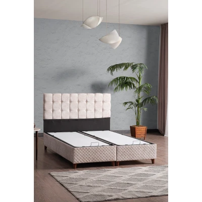 Bengü Çift Kişilik Baza Başlık Set Krem 150*200 Bengü Çift Kişilik Baza Başlık Set Krem 150*200