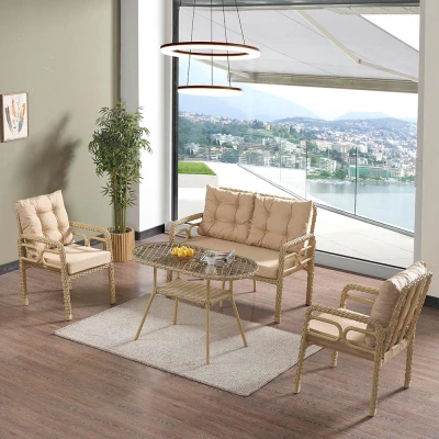 Rio Rattan Bahçe Balkon Oturma Takımı 2+1+1+Camlı Masa Cappuccino Rio Rattan Bahçe Balkon Oturma Takımı 2+1+1+Camlı Masa Cappuccino