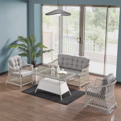 Icon Rattan Bahçe Balkon Oturma Takımı 2+1+1+Camlı Masa Kemik Rengi Icon Rattan Bahçe Balkon Oturma Takımı 2+1+1+Camlı Masa Kemik Rengi