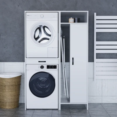 Lora Çamaşır Makinesi Dolabı Çok Amaçlı Dolap Beyaz