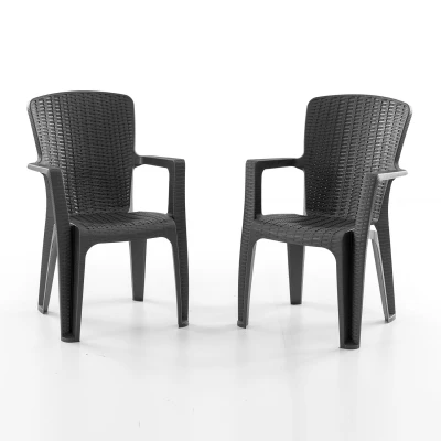 Side 2'li Rattan Sandalye Siyah