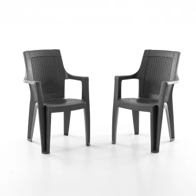 Efes 2'li Rattan Sandalye Siyah