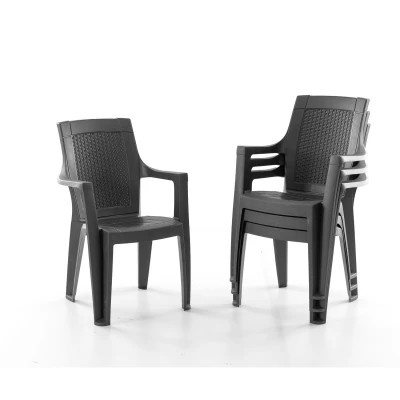 Efes 4'lü Rattan Sandalye Siyah Efes 4'lü Rattan Sandalye Siyah