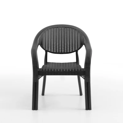 Bamboo Tekli Rattan Sandalye Siyah