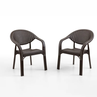 Bamboo 2'li Rattan Sandalye Kahve