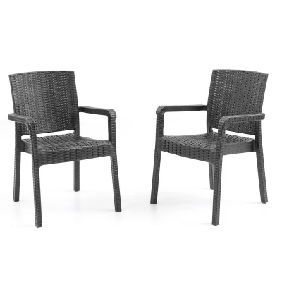 King 2'li Rattan Sandalye Siyah