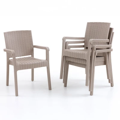 King 4'lü Rattan Sandalye Cappuccino