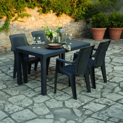 Efes 4 Kişilik Rattan Masa Sandalye Takımı Siyah Efes 4 Kişilik Rattan Masa Sandalye Takımı Siyah