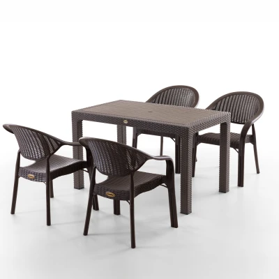 Bamboo 4 Kişilik Rattan Masa Sandalye Takımı Kahve Bamboo 4 Kişilik Rattan Masa Sandalye Takımı Kahve