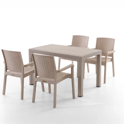 King 4 Kişilik Rattan Masa Sandalye Takımı Cappuccino King 4 Kişilik Rattan Masa Sandalye Takımı Cappuccino