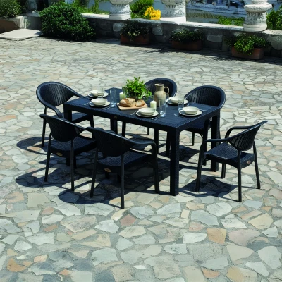 Bamboo 6 Kişilik Rattan Masa Sandalye Takımı Siyah Bamboo 6 Kişilik Rattan Masa Sandalye Takımı Siyah