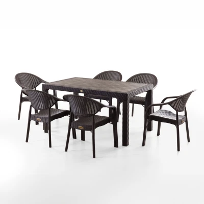 Bamboo 6 Kişilik Rattan Masa Sandalye Takımı Kahve Bamboo 6 Kişilik Rattan Masa Sandalye Takımı Kahve
