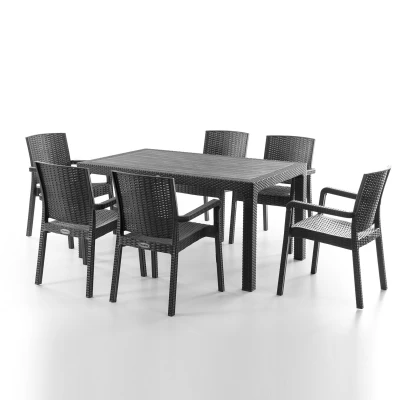 King 6 Kişilik Rattan Masa Sandalye Takımı Siyah King 6 Kişilik Rattan Masa Sandalye Takımı Siyah