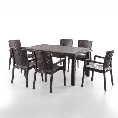 King 6 Kişilik Rattan Masa Sandalye Takımı Kahve King 6 Kişilik Rattan Masa Sandalye Takımı Kahve