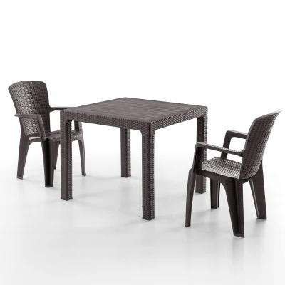 Side 2 Kişilik Rattan Masa Sandalye Takımı Kahve Side 2 Kişilik Rattan Masa Sandalye Takımı Kahve