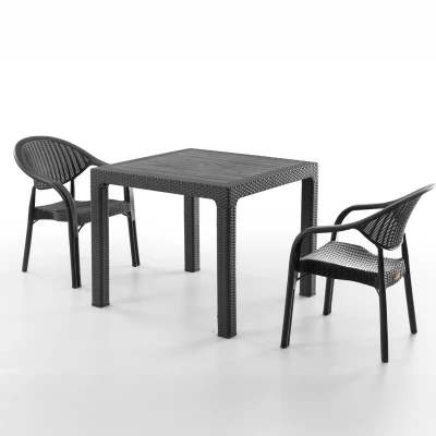 Bamboo 2 Kişilik Rattan Masa Sandalye Takımı Siyah Bamboo 2 Kişilik Rattan Masa Sandalye Takımı Siyah