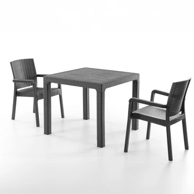 King 2 Kişilik Rattan Masa Sandalye Takımı Siyah King 2 Kişilik Rattan Masa Sandalye Takımı Siyah
