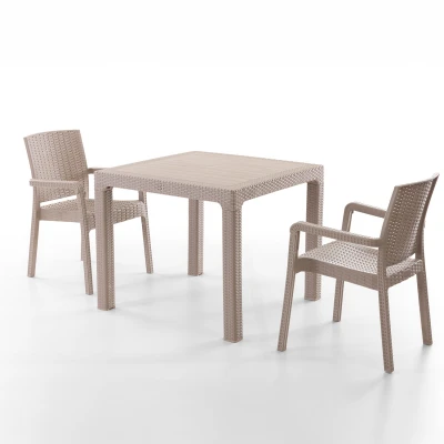 King 2 Kişilik Rattan Masa Sandalye Takımı Cappuccino King 2 Kişilik Rattan Masa Sandalye Takımı Cappuccino
