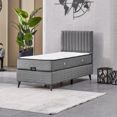 Ezgi Tek Kişilik Baza Başlık Yatak Seti Gri 90*190