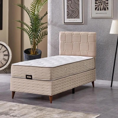 Vizyon Tek Kişilik Baza Başlık Set Krem 90*190