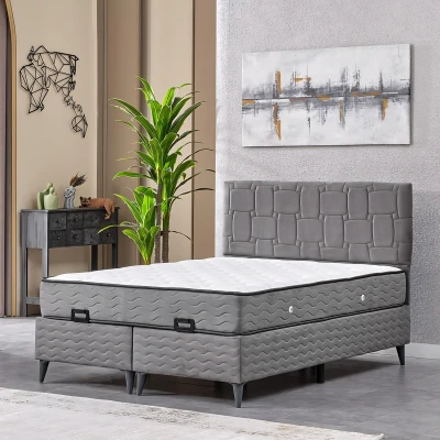 Vizyon Çift Kişilik Baza Başlık Yatak Seti Gri 150*200