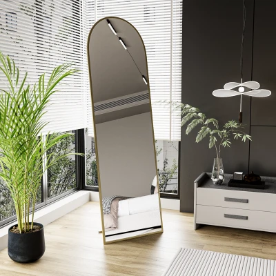 Pamir Gold Metal Çerçeveli Ayaklı Oval Boy Aynası 180x50 Cm