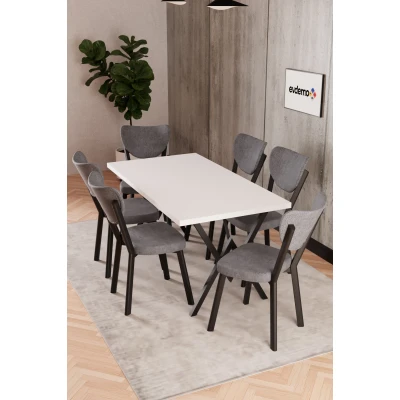 Elma 6 Kişilik Mutfak Yemek Masa Takımı Gri