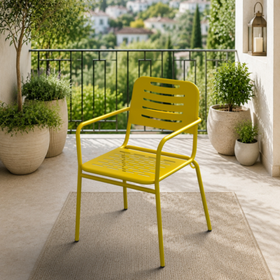 Barut 2'li Metal Bahçe Balkon Mutfak Sandalyesi Sarı