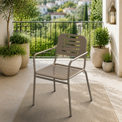 Barut 2'li Metal Bahçe Balkon Mutfak Sandalyesi Cappuccino