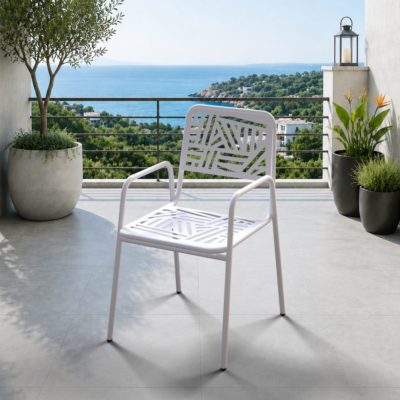 Belek 2'li Metal Bahçe Balkon Mutfak Sandalyesi Beyaz