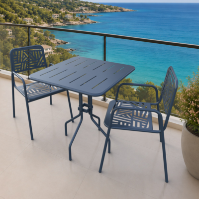 Belek 2 Kişilik Metal Bahçe Balkon Mutfak Masa Takımı Antrasit