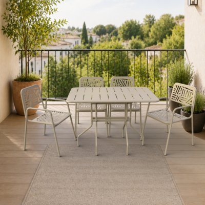 Belek 4 Kişilik Metal Bahçe Balkon Mutfak Masa Takımı Cappuccino