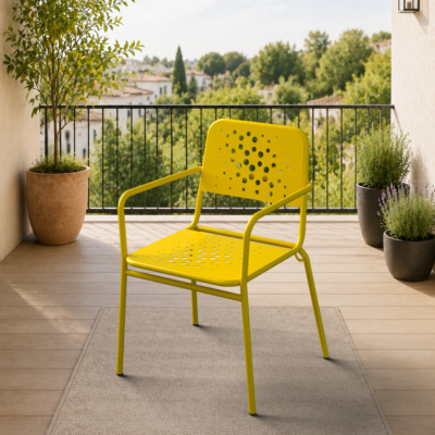 Delphin 2'li Metal Bahçe Balkon Mutfak Sandalyesi Sarı