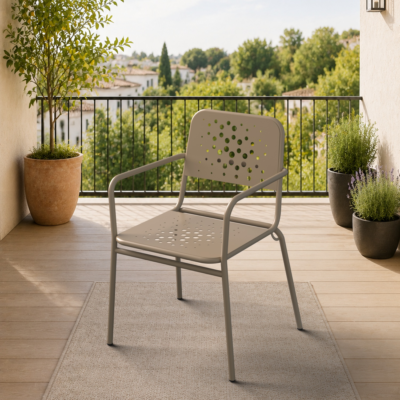 Delphin 2'li Metal Bahçe Balkon Mutfak Sandalyesi Cappuccino