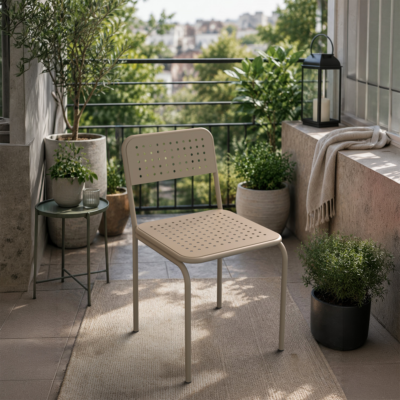 Eftalia 2'li Metal Bahçe Balkon Mutfak Sandalyesi Cappuccino