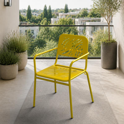Granada 2'li Metal Bahçe Balkon Mutfak Sandalyesi Sarı