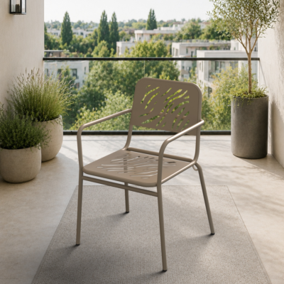 Granada 2'li Metal Bahçe Balkon Mutfak Sandalyesi Cappuccino