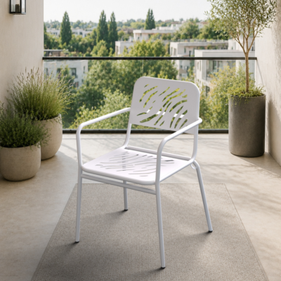 Granada 2'li Metal Bahçe Balkon Mutfak Sandalyesi Beyaz