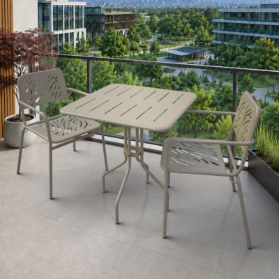 Granada 2 Kişilik Metal Bahçe Balkon Mutfak Masa Takımı Cappuccino