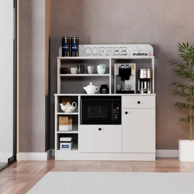 Barista Kahve Köşesi Çok Amaçlı Dolap Beyaz Barista Kahve Köşesi Çok Amaçlı Dolap Beyaz