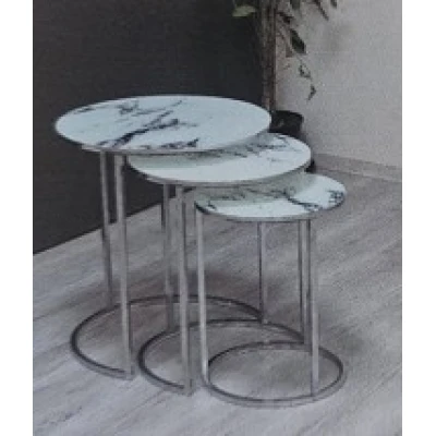 C Zigon M61 3 lü Zigon Takımı Beyaz Mermer Krom