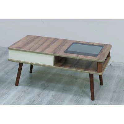 Duru A21 Camlı Orta Sehpa Ceviz